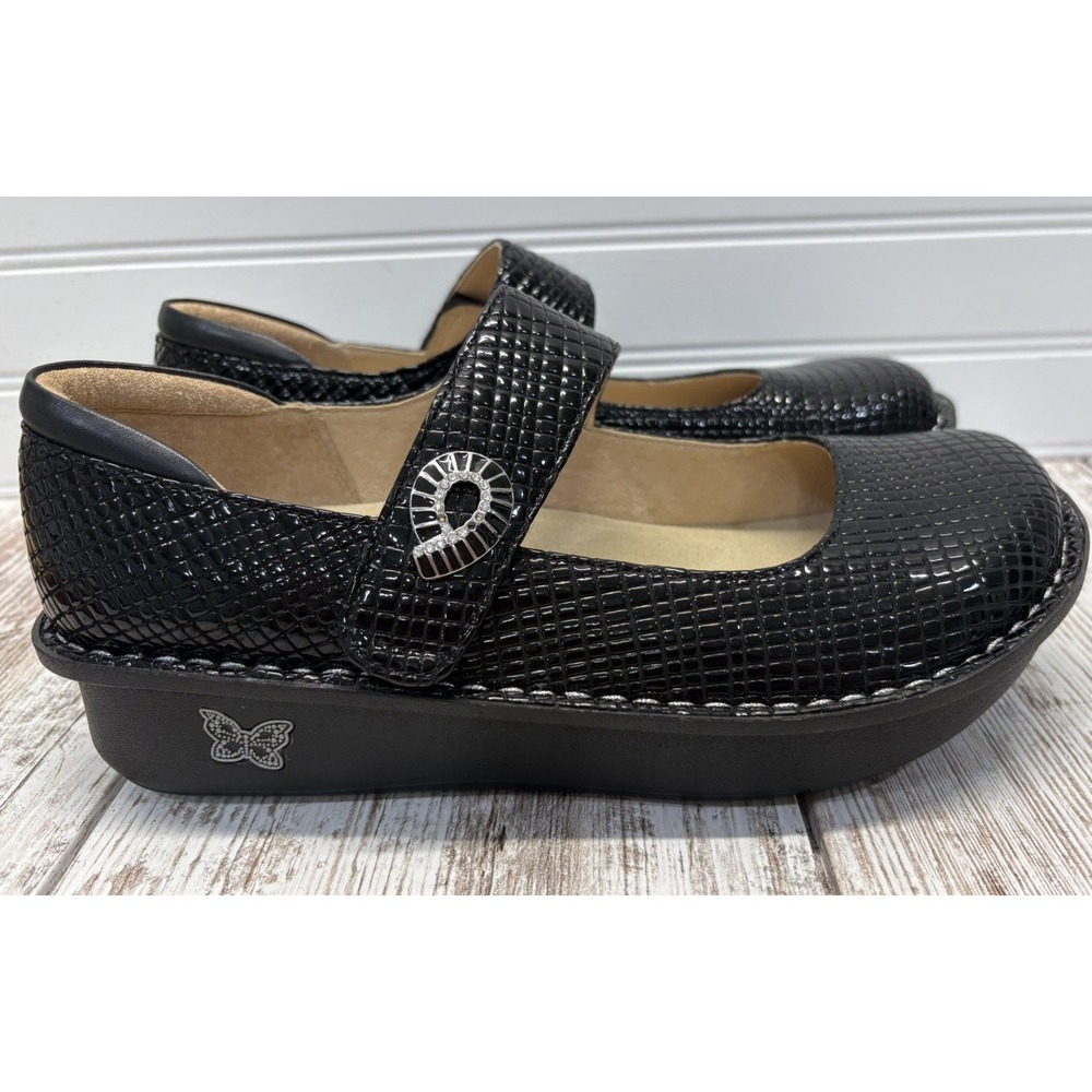 Alegria Paloma Patent Leather Black Comfort Mary Jane Shoe Sz EU 39 US Sz 9